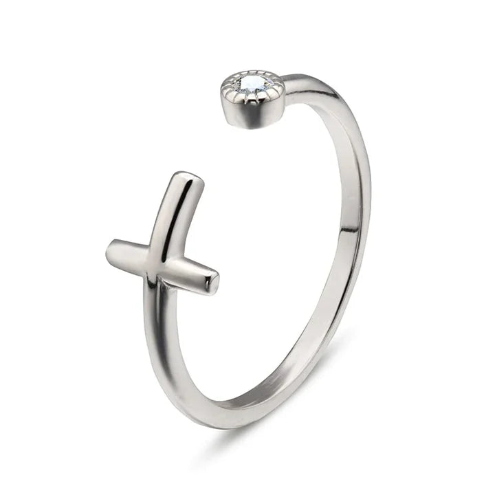 Bague Chrétienne Croix en Argent et Zircon JRBijouxDesign