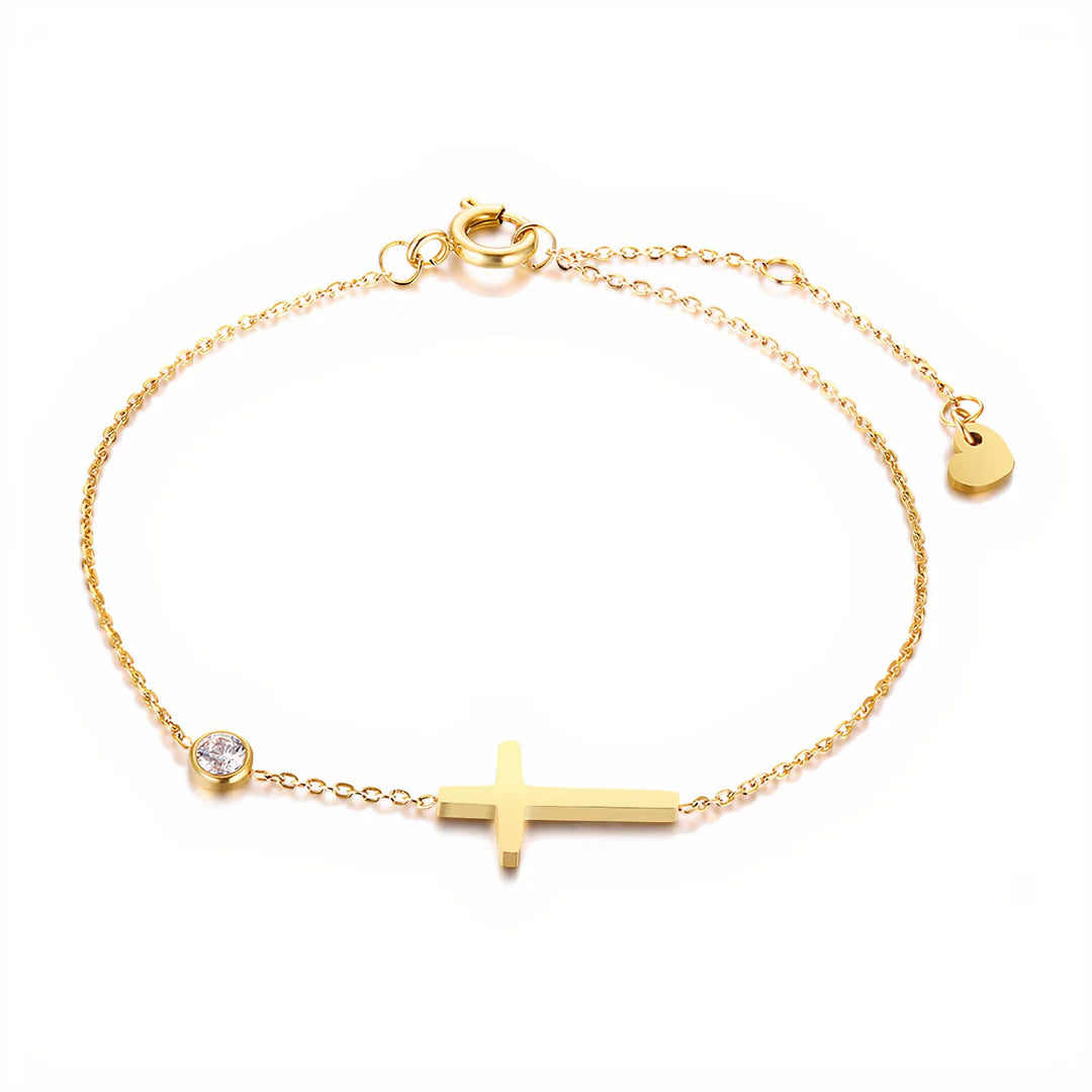 Bracelet Chrétien Croix Latérale et Zircon JRBijouxDesign