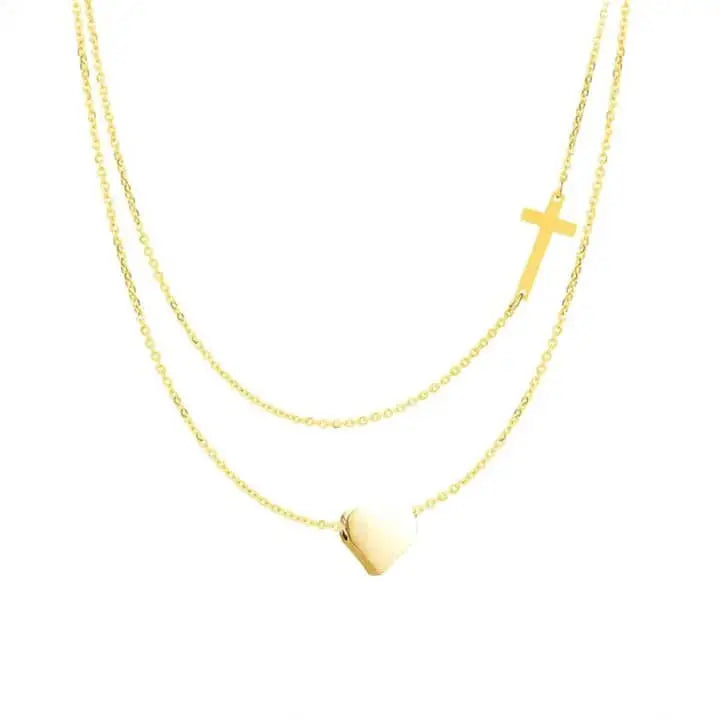 Collier Chrétien Croix et Coeur Inoxydable JRBijouxDesign