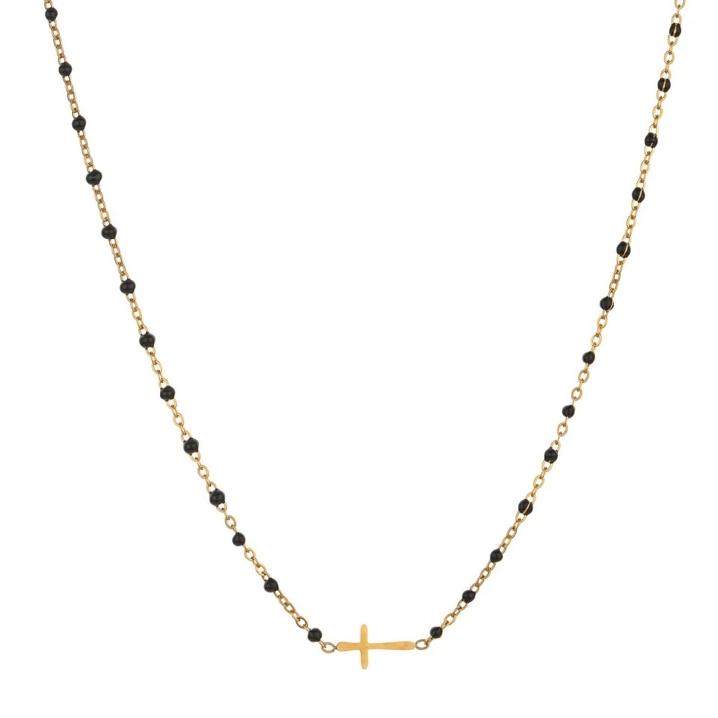 Collier croix rosaire en acier inoxydable