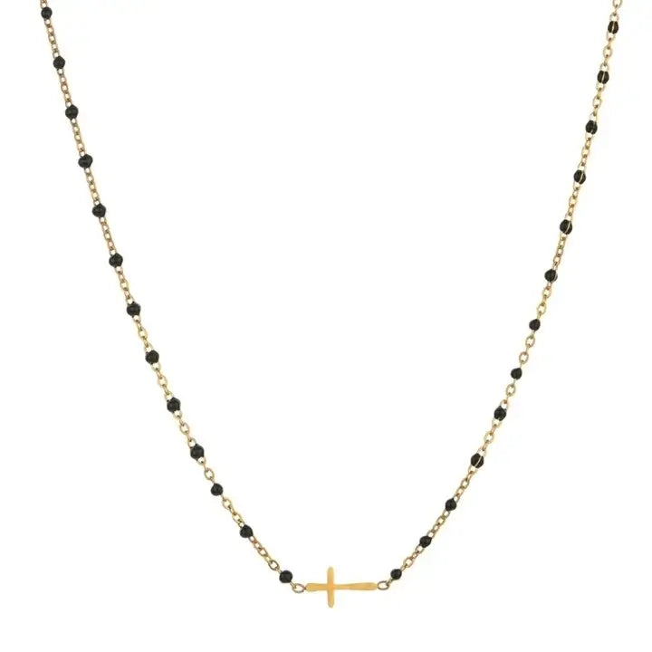 Collier croix perles