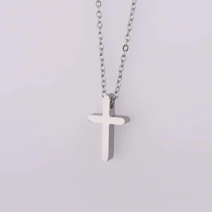 Collier pendentif petite croix discrète argent