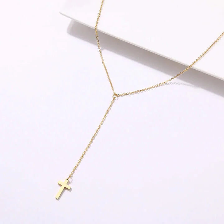 Collier croix chrétienne pendante Inoxydable or