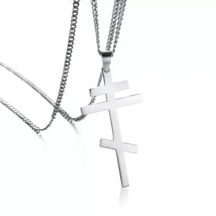 Collier Chrétien Grande Croix Orthodoxe argent