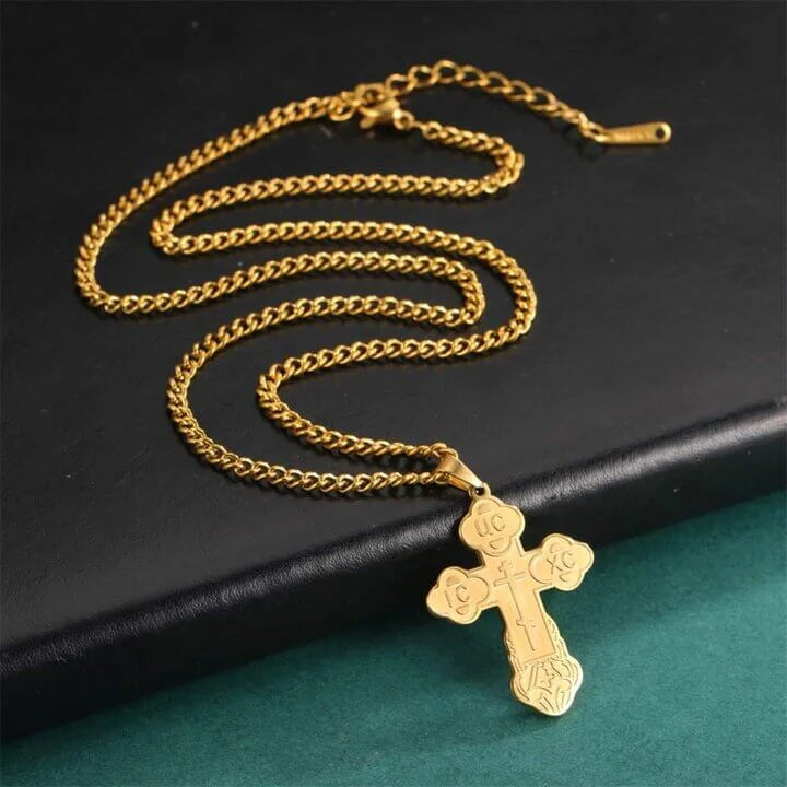 Collier Chrétien Croix Orthodoxe Inoxydable or