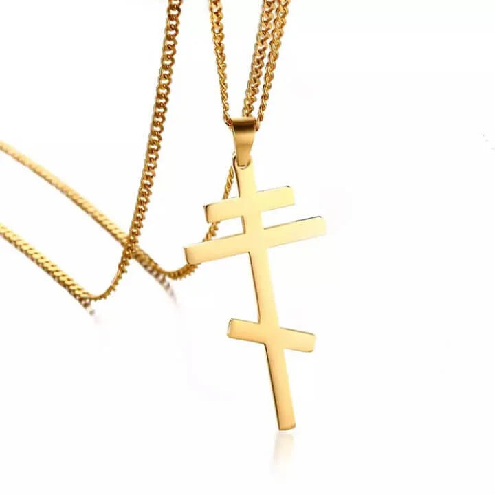 Collier Chrétien Grande Croix Orthodoxe or