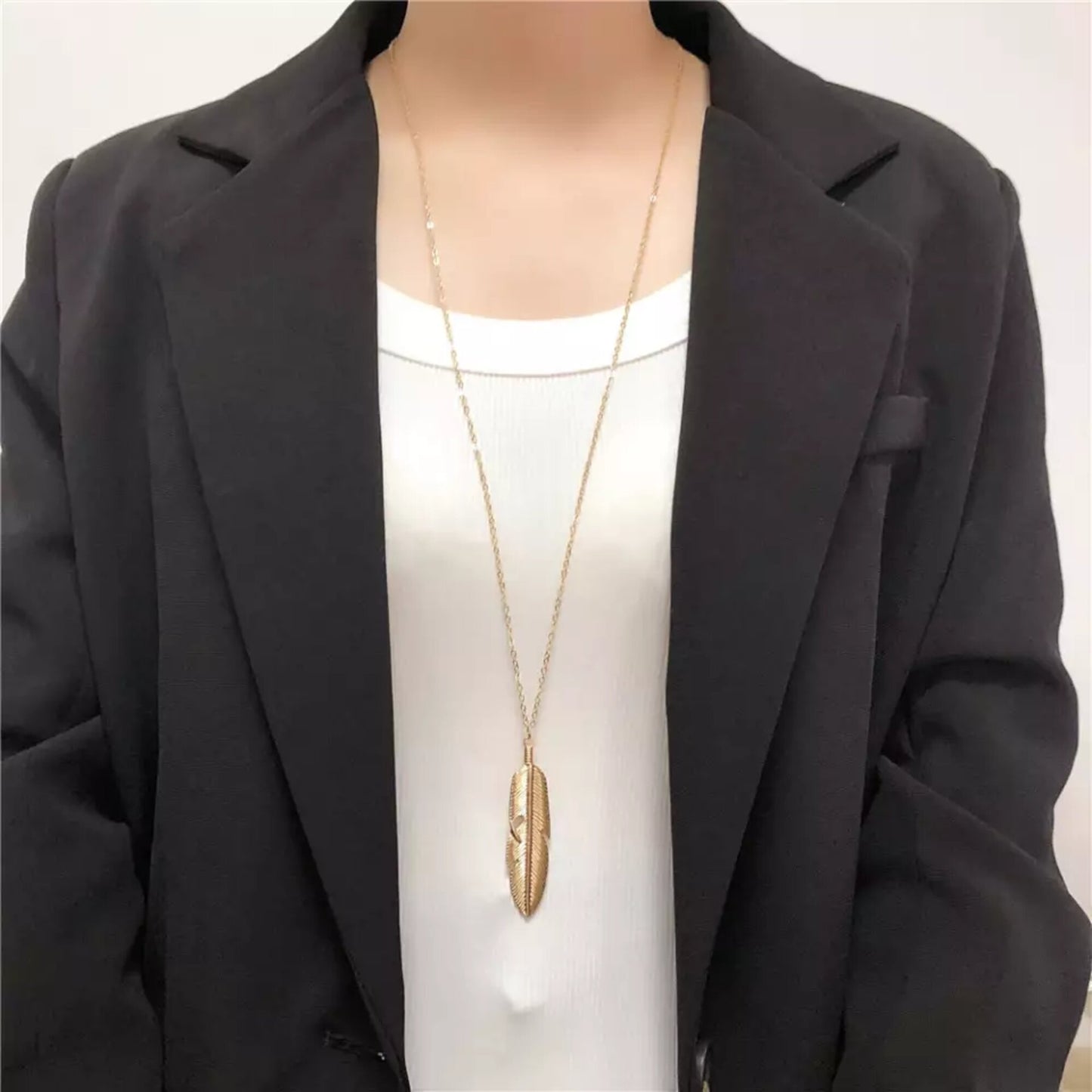 Collier Long Pendentifs Bohème Plumes