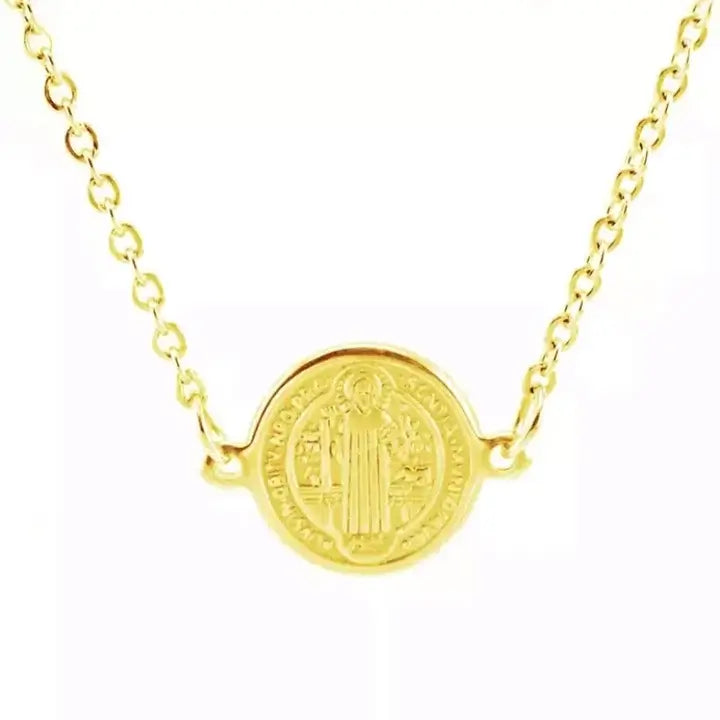 Collier médaille Saint Benoit or