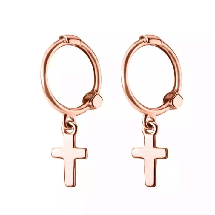 Boucles d'oreilles croix créoles or