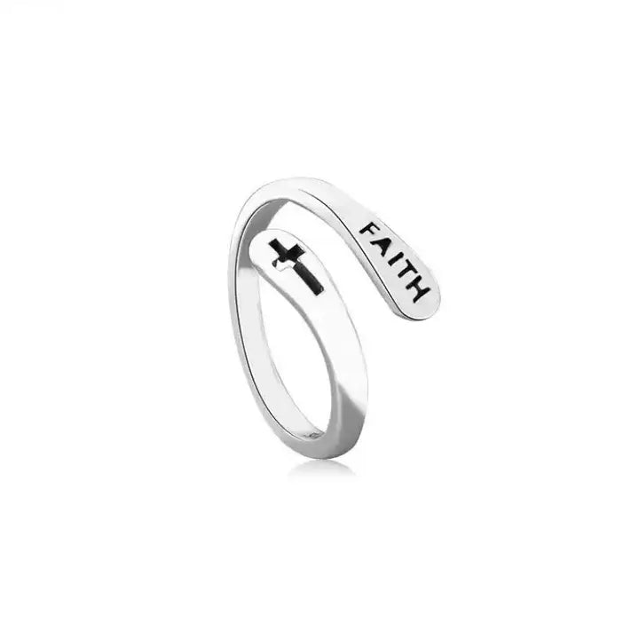 Bague Chrétienne Croix Inscription Faith Femme JRBijouxDesign