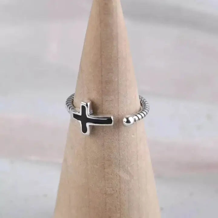 Bague Chrétienne Croix en Argent au Style Punk JRBijouxDesign