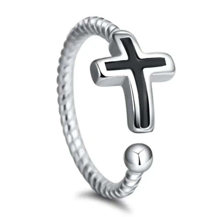 Bague Chrétienne Croix en Argent au Style Punk JRBijouxDesign