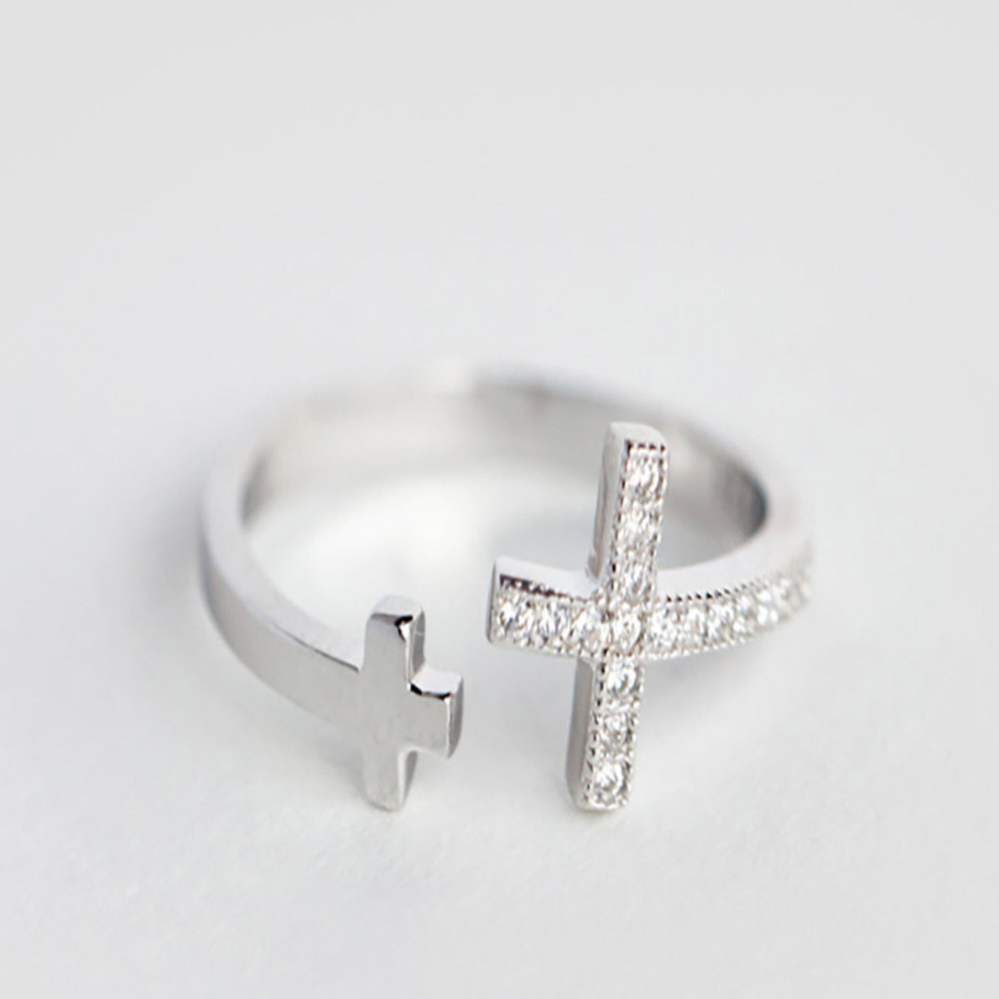 Bague Chrétienne Double Croix Zircon JRBijouxDesign