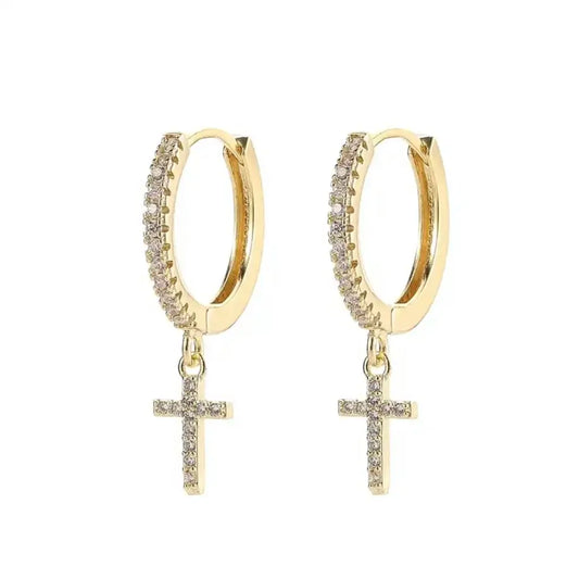 Boucles d'Oreilles Croix Chrétiennes en Zircon JRBijouxDesign