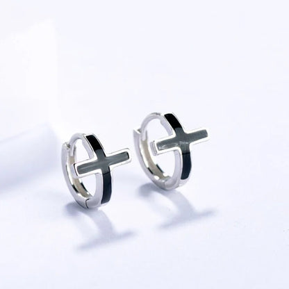 Boucles d'Oreilles Croix Noires en Argent JRBijouxDesign