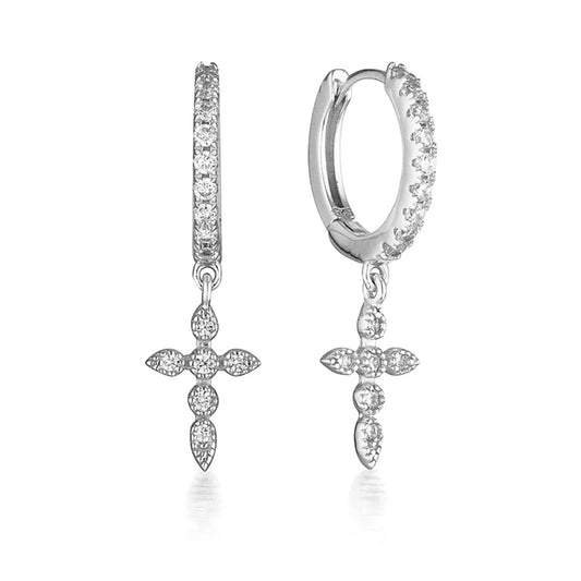 Boucles d'Oreilles Croix en Zircon Argent JRBijouxDesign