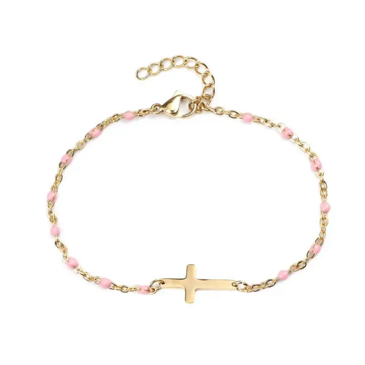 Bracelet Croix avec Perles Colorées JRBijouxDesign