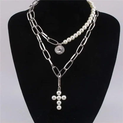 Collier Chrétien Croix Perles Ras de Cou JRBijouxDesign