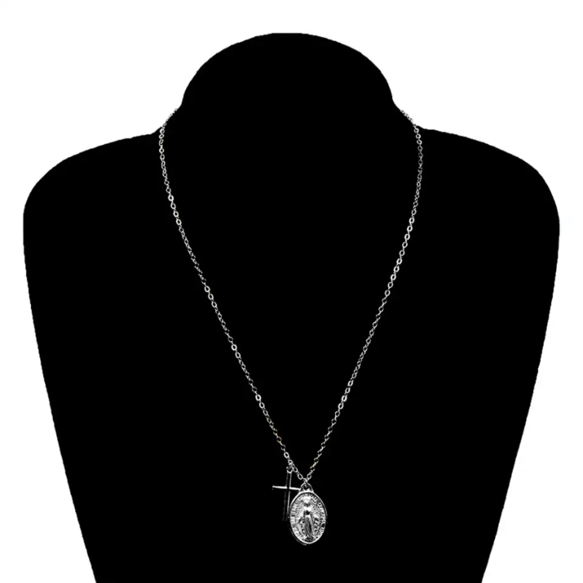 Collier Chrétien Médaille Vierge Marie et Croix JRBijouxDesign