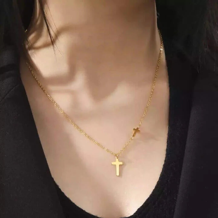 Collier Chrétien Pendentifs Double Croix JRBijouxDesign