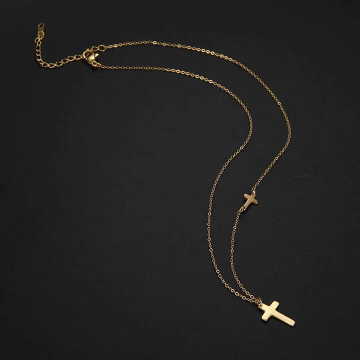 Collier Chrétien Pendentifs Double Croix JRBijouxDesign