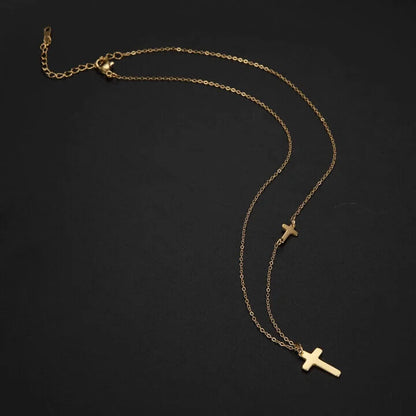 Collier Chrétien Pendentifs Double Croix JRBijouxDesign