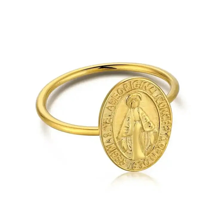 Bague Médaille Bonheur avec Vierge Marie