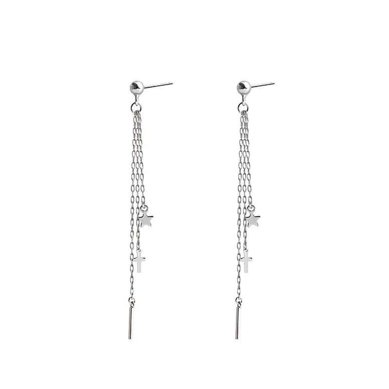 Boucles d'Oreilles Croix et Etoiles Scintillantes - JRBijouxDesign