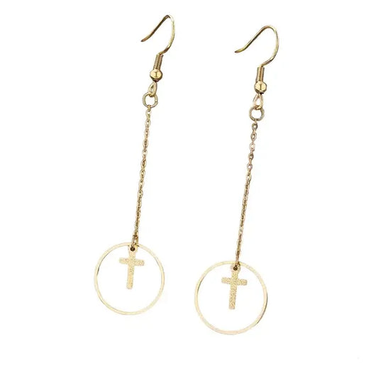 Boucles d'Oreilles Croix et Cercle