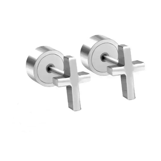 Boucles d'Oreilles Croix Inoxydable pour Enfant argent