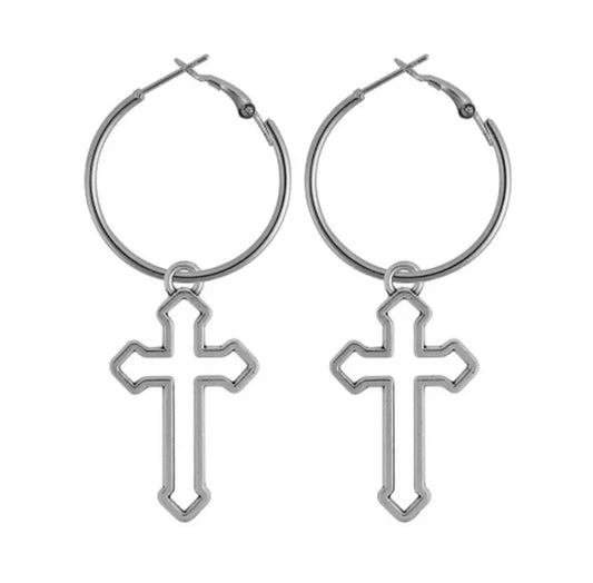 Boucles d'Oreilles Croix Style Gothique