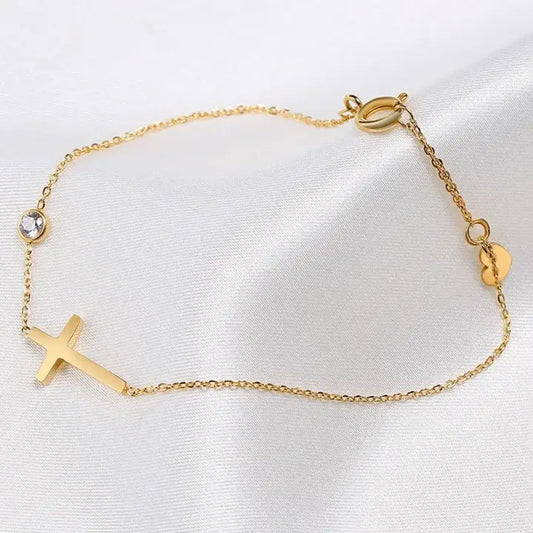 Bracelet Chrétien Croix Latérale et Zircon