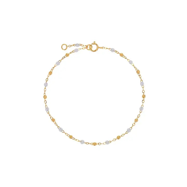 Bracelets or 18k avec perles de couleur blanche