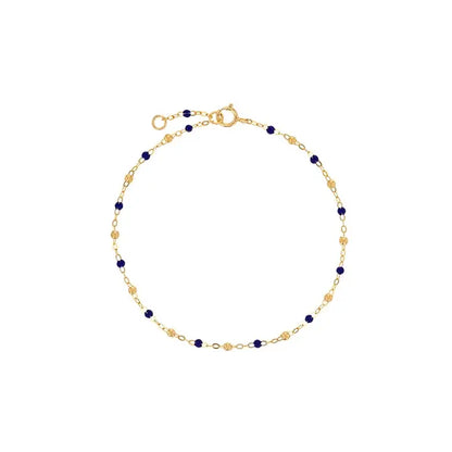 Bracelets or 18k avec perles de couleur bleue