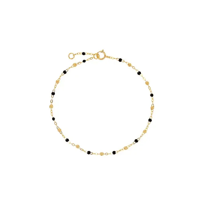 Bracelets or 18k avec perles de couleur noire