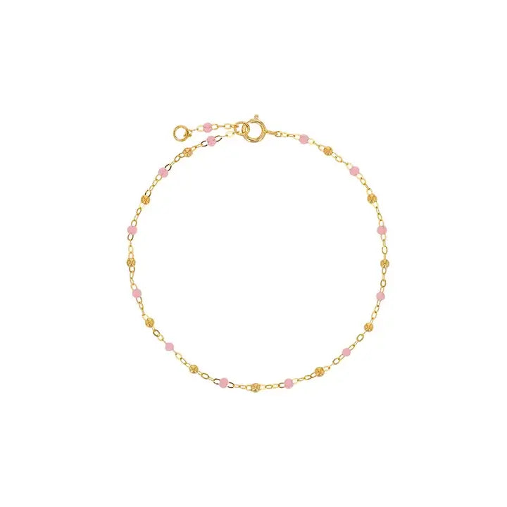 Bracelets or 18k avec perles de couleur rose