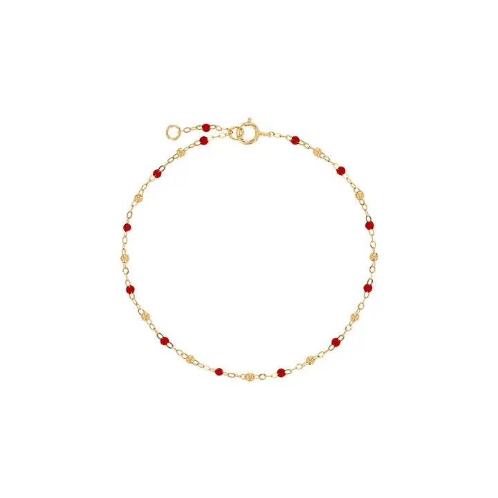 Bracelets or 18k avec perles de couleur rouge