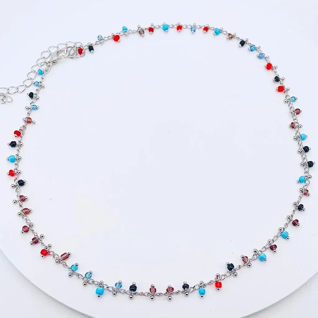 Collier pendentifs Gigi Clozeau et perles colorées argent