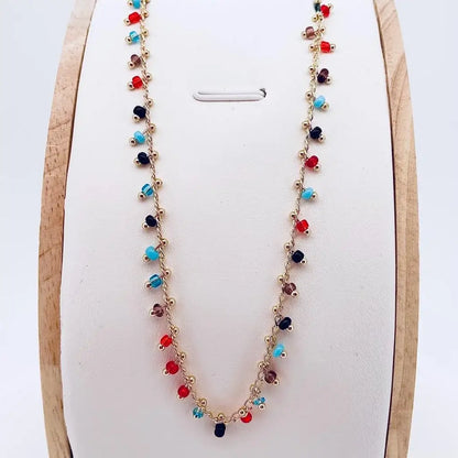 Collier pendentifs Gigi Clozeau et perles colorées or support