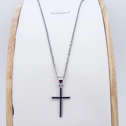 Collier pendentif croix chrétienne minimaliste argent support