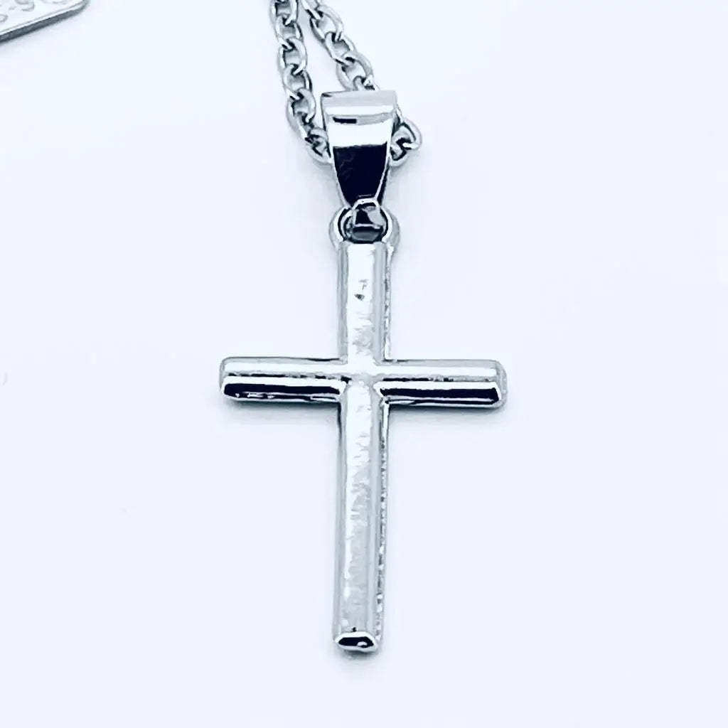 Collier pendentif croix chrétienne minimaliste argent