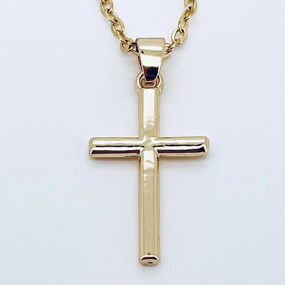 Collier pendentif croix chrétienne minimaliste or