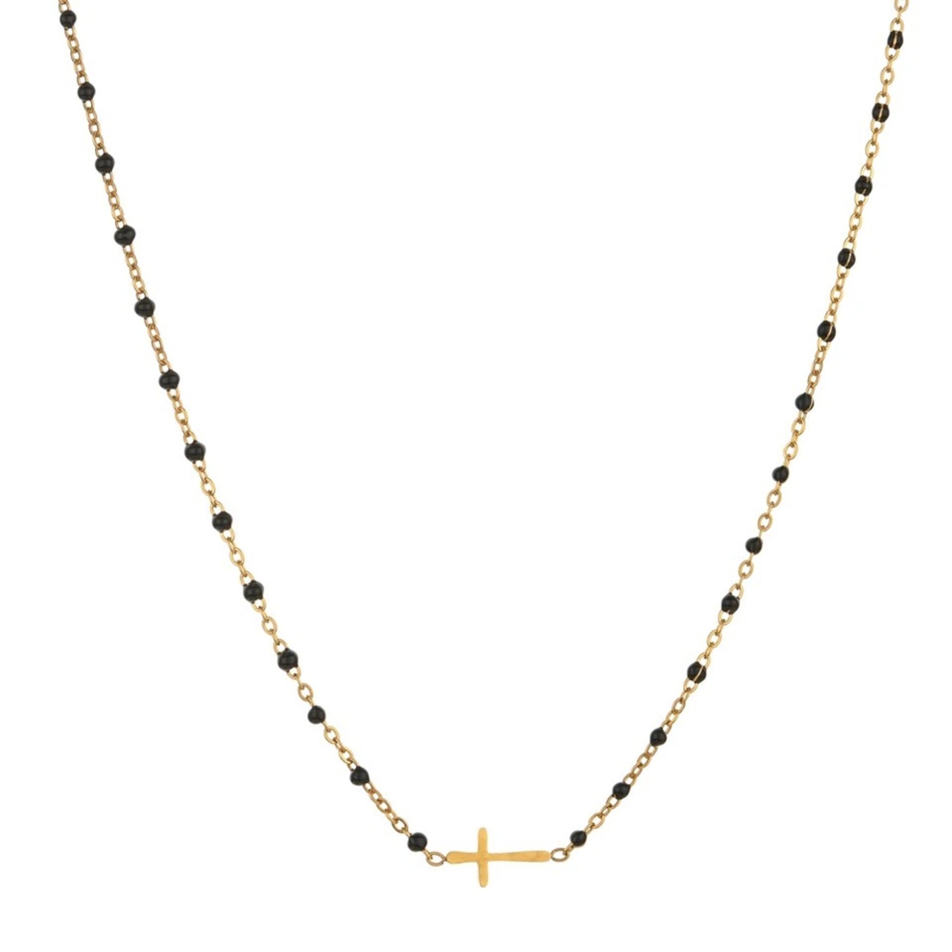 Collier croix rosaire en acier inoxydable