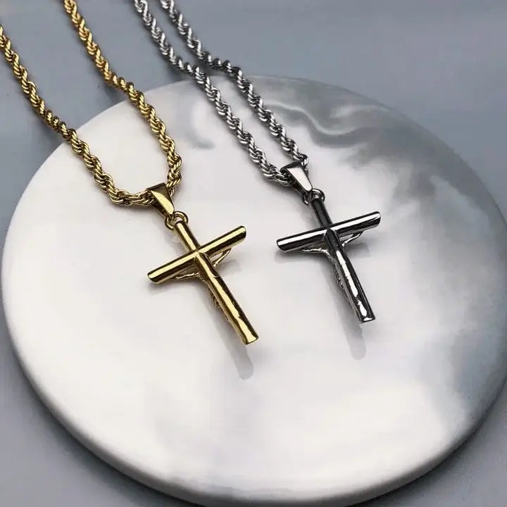 Collier Croix Chrétienne Portant Jésus Christ dos