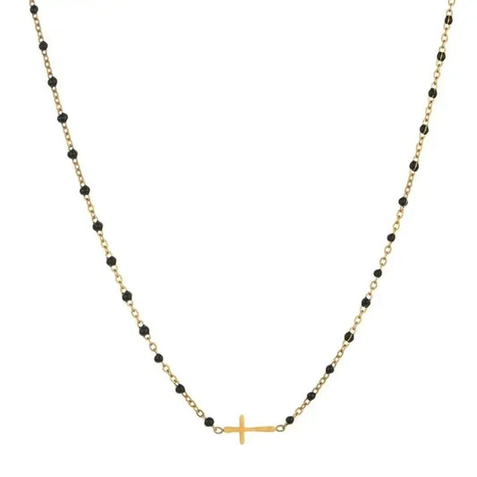 Collier croix perles