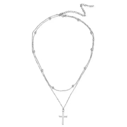 Collier Pendentif Croix et Petites Perles argent