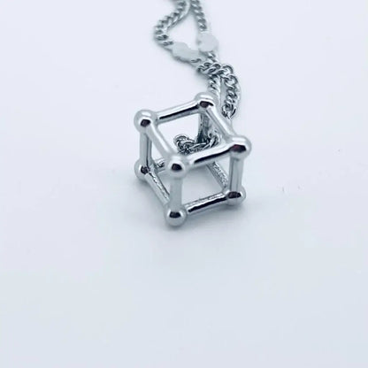 Collier cube design en argent sterling 925 pendentif