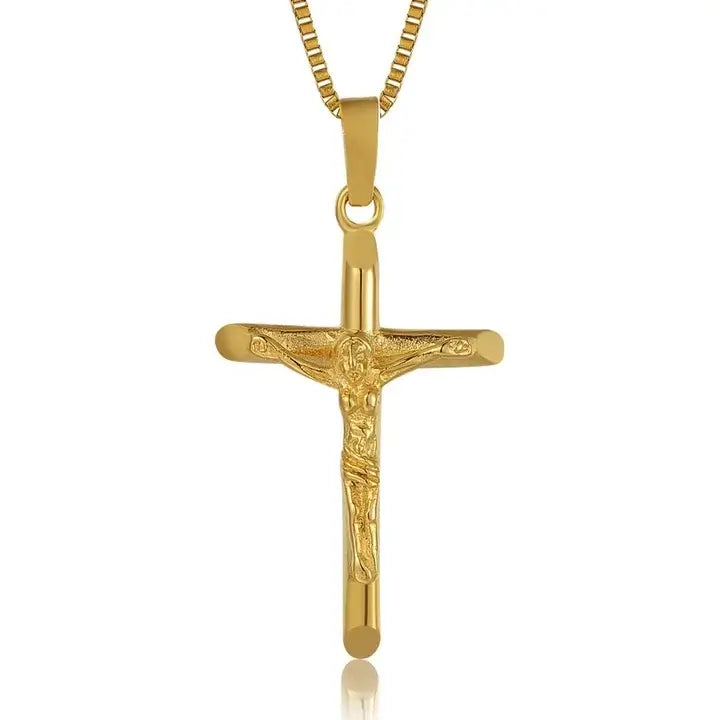 Collier croix chrétienne portant Jésus Christ