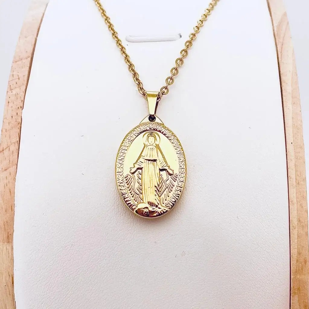 Collier de protection médaille Vierge Marie or