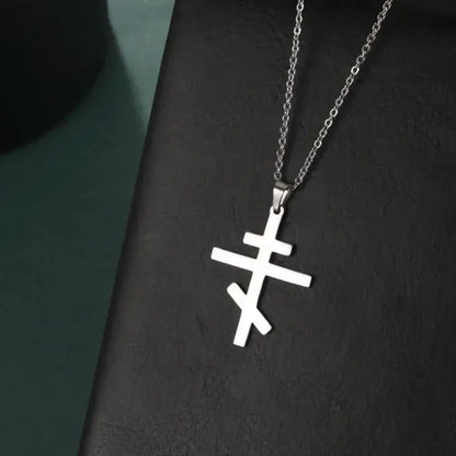 Collier Pendentif Croix Orthodoxe Petit Modèle argent